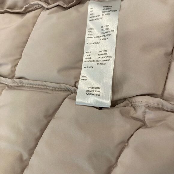Calvin Klein Sorona Aura Lightweight Cream Chevron MidLength Puffer Coat Size LG - Picture 11 of 15
